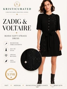 🖤 Zadig & Voltaire Dress | NWT | M | Rhinestone Embellished| MSRP $398